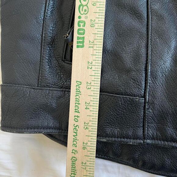 Vintage Black Biker Leather Jacket 25x25.5” - Picture 6 of 8